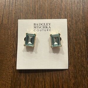 chunky blue earrings with a gold border